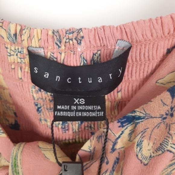 Anthropologie Sanctuary Tropical Floral Print Front Tie Blouse - Picture 7 of 12